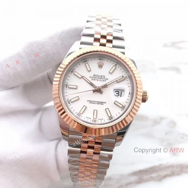 (EW) Replica Rolex Datejust 2 41mm White Dial Fluted Bezel Watch ETA3255 2
