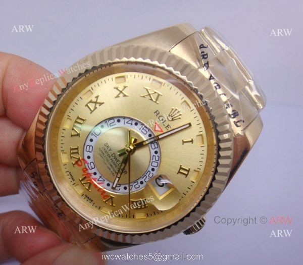 Rolex Sky Dweller Gold Replica Watch 42mm w/ Working Time Zone 2