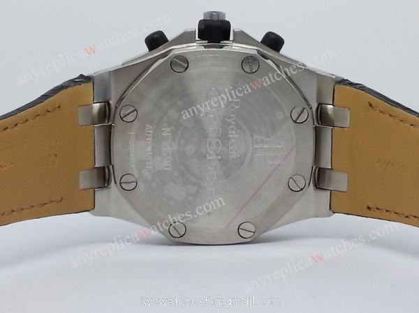 Cheap Audemars Piguet Replica Watches AP Royal Oak Offshore White Face Black Leather Strap 44mm 2