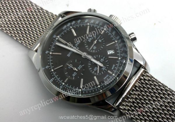 SS Breitling Transocean Chronograph Swiss Grade Black Face Men Replica 2