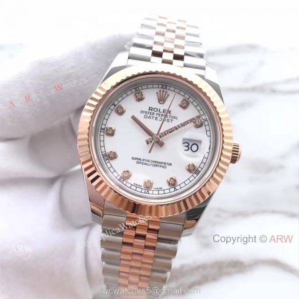 (EW) Rolex Datejust 2 White Face Watch 41mm Diamond Rolex Replica Watch 2