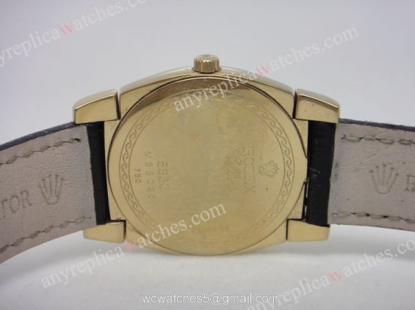 Top Quality Rolex Cellini Watch Gold Face Black Leather 2