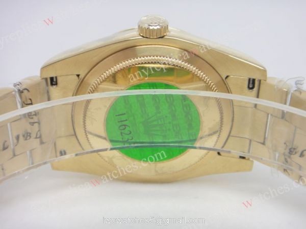Rolex Datejust Replica Watch Gold Presidential Band Diamond Bezel Black Face 2