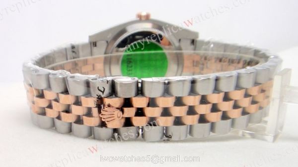 Rolex Datejust Black Dial Two tone Rose Gold Diamond Replica Watch 2