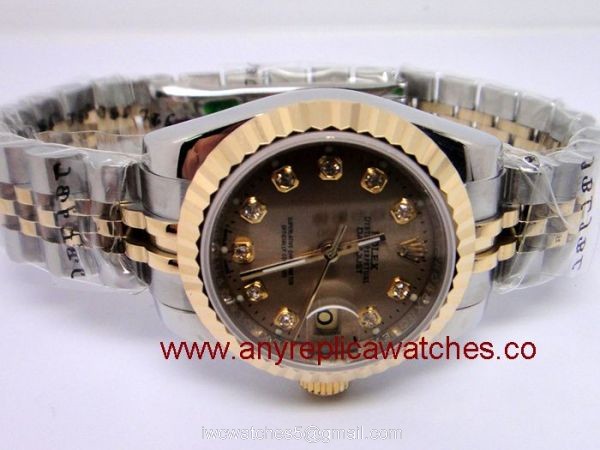 Copy Rolex Datejust Watch Two Tone Gold Dial For Women Size 2