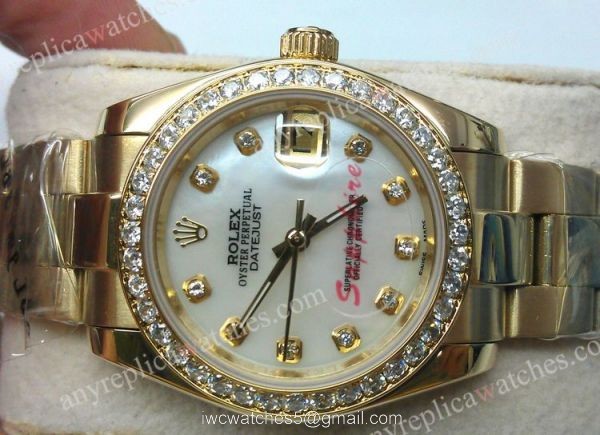 Lady Rolex Datejust Yellow Gold Watch Diamond Bezel 31mm 2