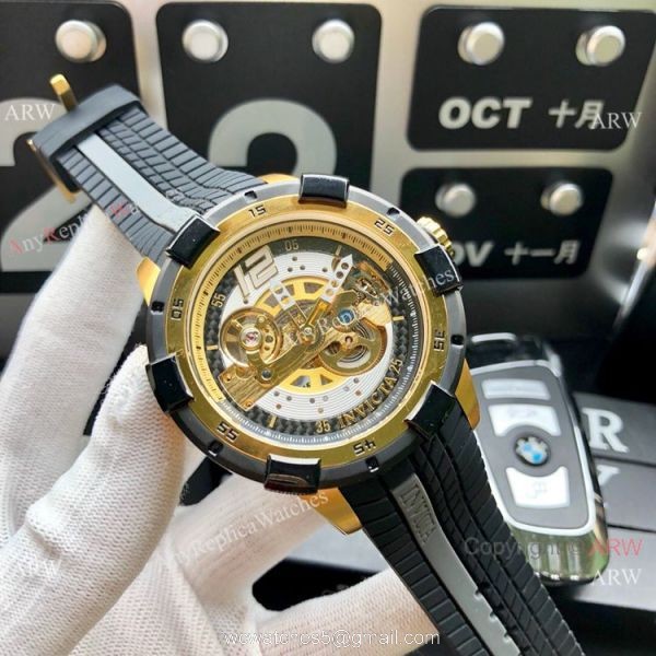 Replica Invicta S1 Rally Automatic Yellow Rubber Strap Men Watch 2