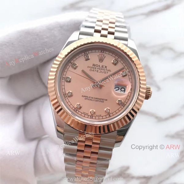 (EW) Swiss Diamond Rolex Replica Watch 2 Tone Rose Gold Rolex Datejust II ETA3255 2
