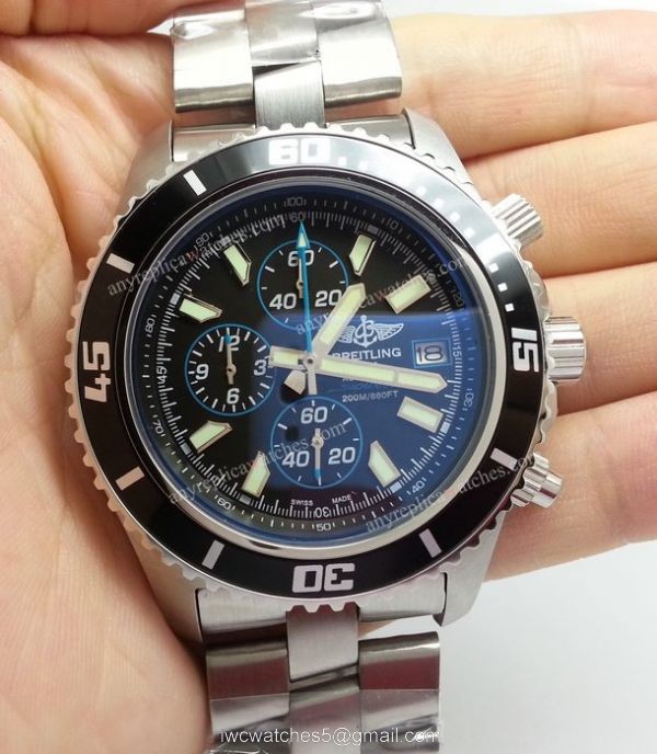 New Modle Breitling Superocean Chronograph SS Black Men Watch 2