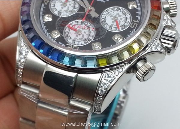 Rolex Rainbow Daytona Watch SS Diamonds on lugs AAA Super Quality 2