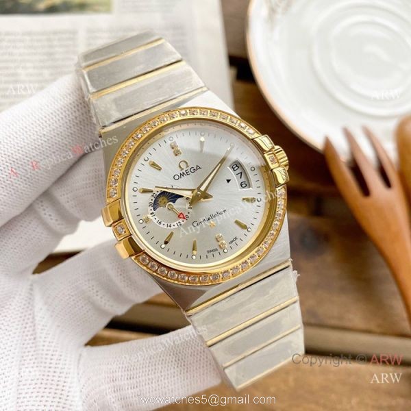 Copy Omega Constellation Moonphase Watch Stainless Steel 39mm 2