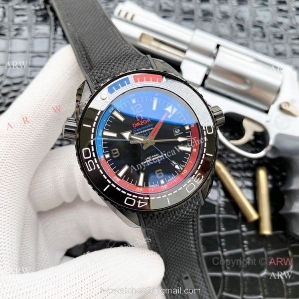 Faux Omega Seamaster Planet Ocean GMT Watches Blue Case 2