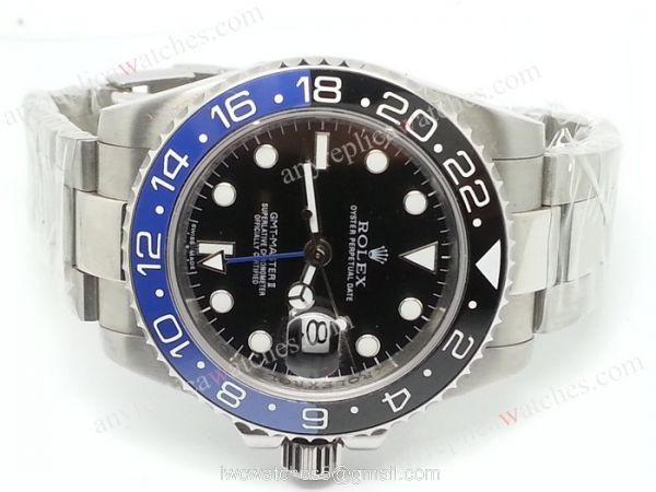 Replica Rolex Batman GMT-Master II SS Blue &038; Black Ceramic Bezel Watch 40mm 2