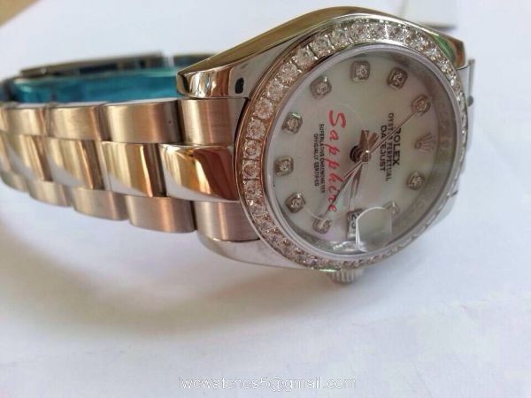Replica Rolex Presidential Diamond Datejust Watch Stainless steel White MOP Dial 31mm 2
