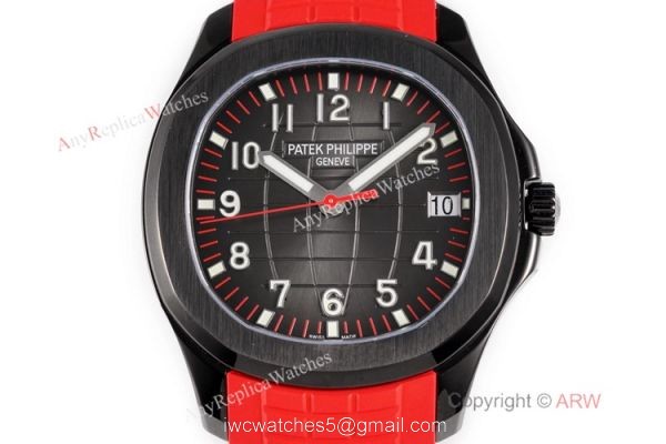 Swiss 1:1 Copy Patek Philippe Aquanaut Cal324 Watch Carbon Case Red Rubber Strap 2