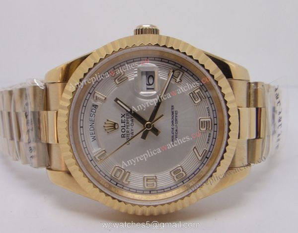 Yellow Gold White Arabic Face Day-Date II Watch 41mm Rolex President Replica 2
