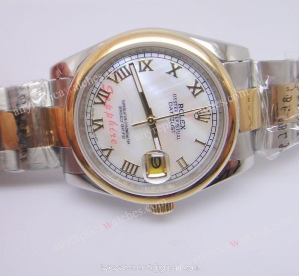 Fake Rolex Datejust Watch 2-Tone Oyster Roman Markers Men Watch 2