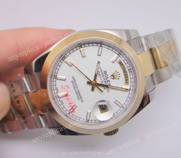 Buy AAA Grade Replica Rolex Day-Date II 2-Tone White Men Watch 2