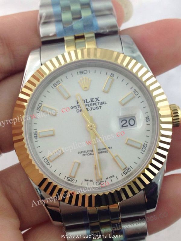Two Tone Rolex Jubilee Band Datejust II Mens Watch White Face 2