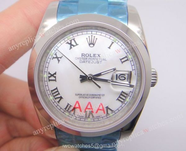 Rolex Datejust Stainless Steel Oyster Band Silver Roman Face Replica Watch 2
