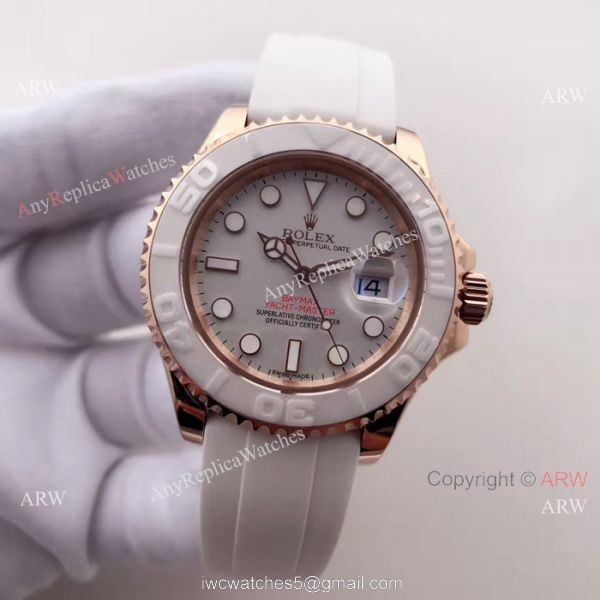 Swiss ETA2836 Yachtmaster Rose Gold Watch Rolex Oysterflex Replica Watch 2