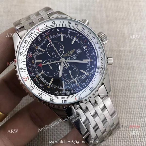 Breitling Navitimer World GMT Stainless Steel Black Dial 46mm Replica 2