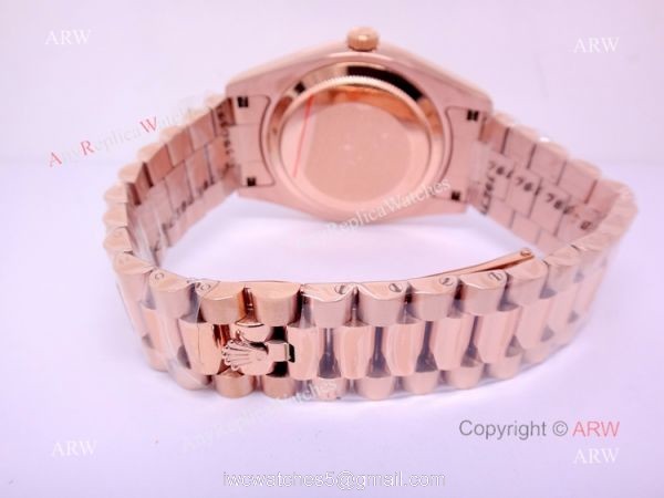 New Replica Rolex Day Date Rose Gold Roman Markers Watch 40mm 2