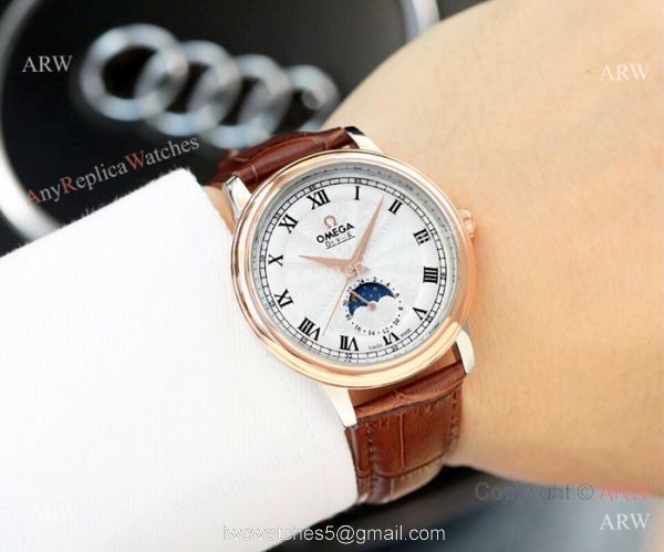 Best Copy Omega De Ville SS White Moonphase Dial 40MM Watch 2