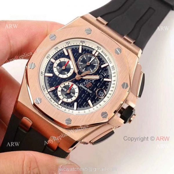 Audemars Piguet Royal Oak Offshore Replica Watch Black Case Rose Gold Bezel 2