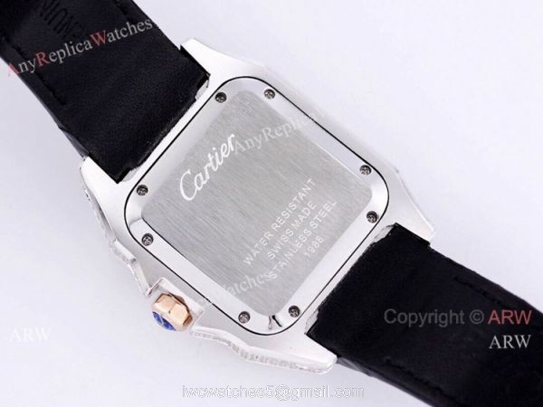 Iced Out Cartier Santos Automatic Watch Replica Two Tone Rose Gold 2