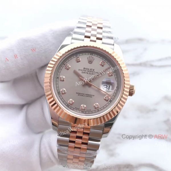 (EW) Replica Rolex Datejust 2 Diamond Rolex Replica Watch 2-T Rose Gold Gray Face 2