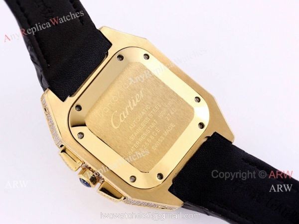 Knockoff Cartier Santos De Chronograph Iced Out Watch 45mm Men 2