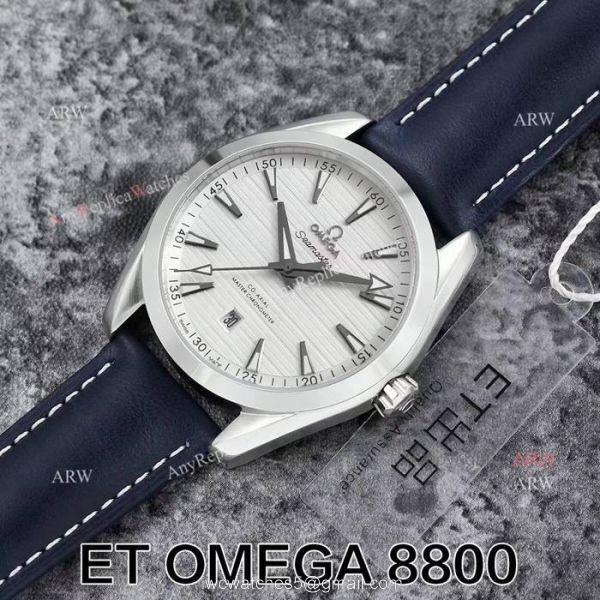 Replica Omega Seamaster Swiss ETA 8800 Movement Superluminova Leather Band Watch 2