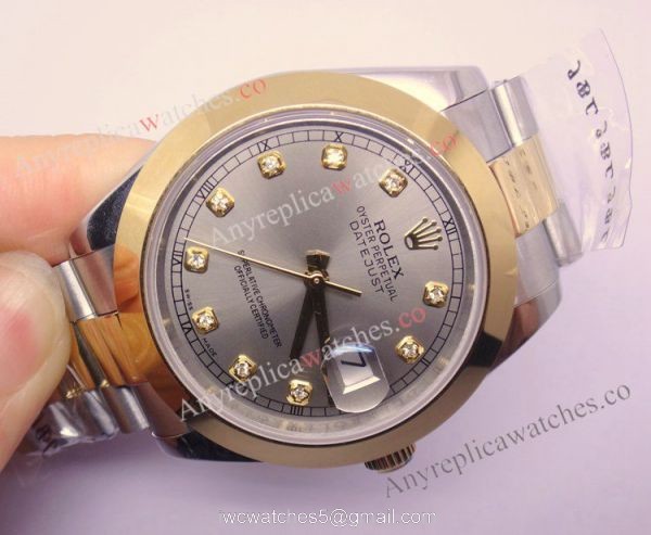 Rolex Datejust II Replica Watch 41mm 2-Tone Silver Face Round Bezel 2