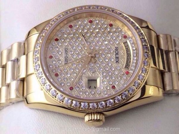 Rolex Day-date Diamonds Dial Watch Yellow Gold / Full Diamonds 2