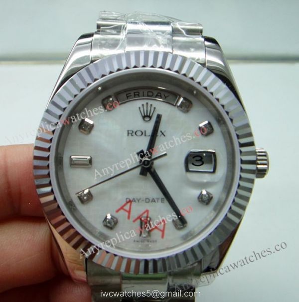 Replica Rolex Day Date II Watch 41mm SS White MOP 2