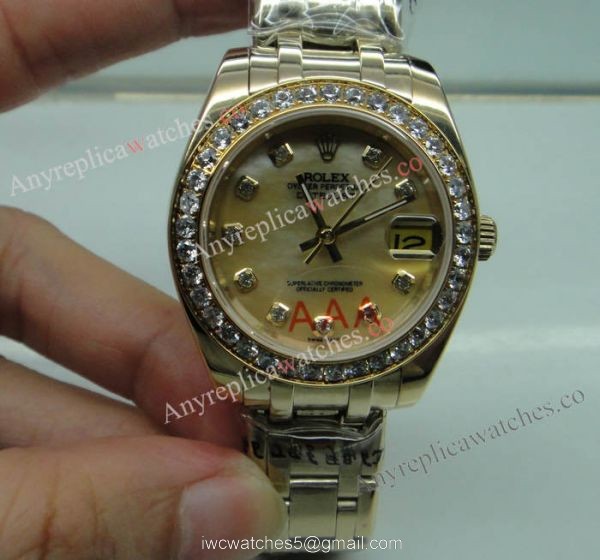 Masterpiece Datejust Replica Rolex Diamond Bezel Yellow Gold 31mm Watch 2
