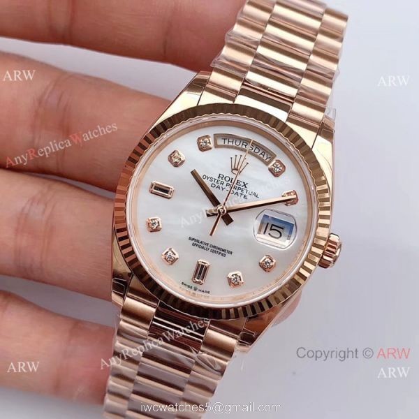 Swiss Replica Rolex Day date Rose Gold President EW Factory 3255 Watch 36mm 2