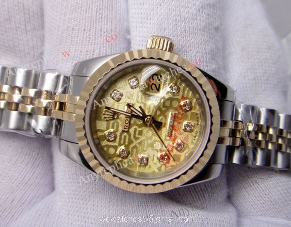 Replica Rolex Lady Datejust Watch 2-Tone Gold Micro Face 26mm 2