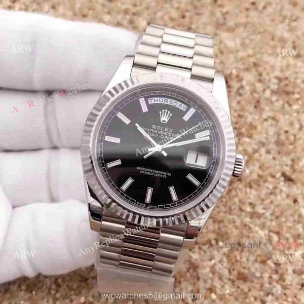 Replica Rolex Day-Date II Watch 40mm Black Face 2