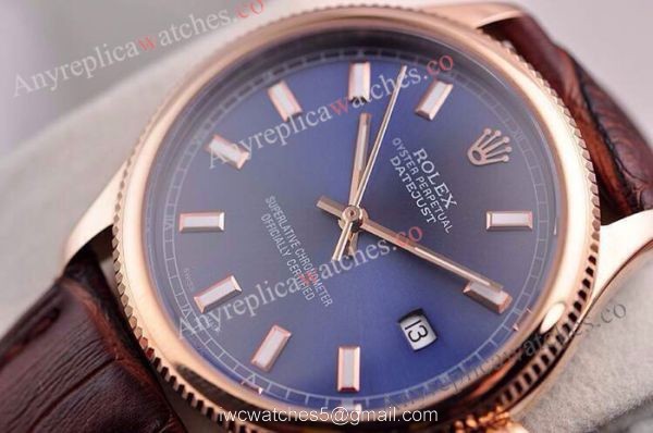 NEW Style Copy Rolex Datejust Watch Brown Leather Band 39mm 2