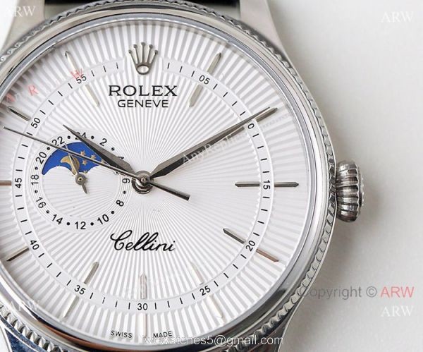 Swiss Rolex Cellini Moonphase Replica Stainless Steel Watches 2