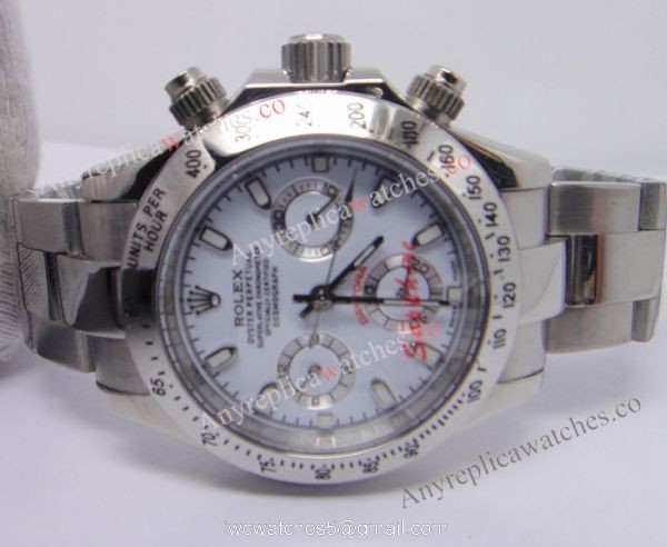 Replica rolex daytona stainless steel white face automatic watch 2