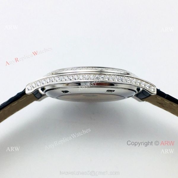 Swiss Copy Patek Philippe Calatrava PFF V2 Version Watch Blue Dial Diamond Bezel 2