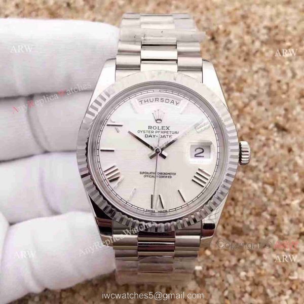 Replica Rolex Day-Date II Watch 41mm Silver Dial Roman Markers 2