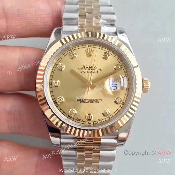 (EW) Replica Rolex Datejust II 41mm 2-Tone Jubilee Black Diamond Watch ETA3255 2