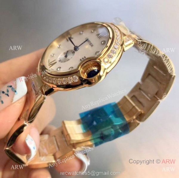Stainless Steel Diamond White Dial Womens Fake Cartier Watch 2