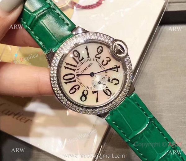 Womens Fake Cartier Watch Ballon Bleu Diamond Bezel 36mm 2
