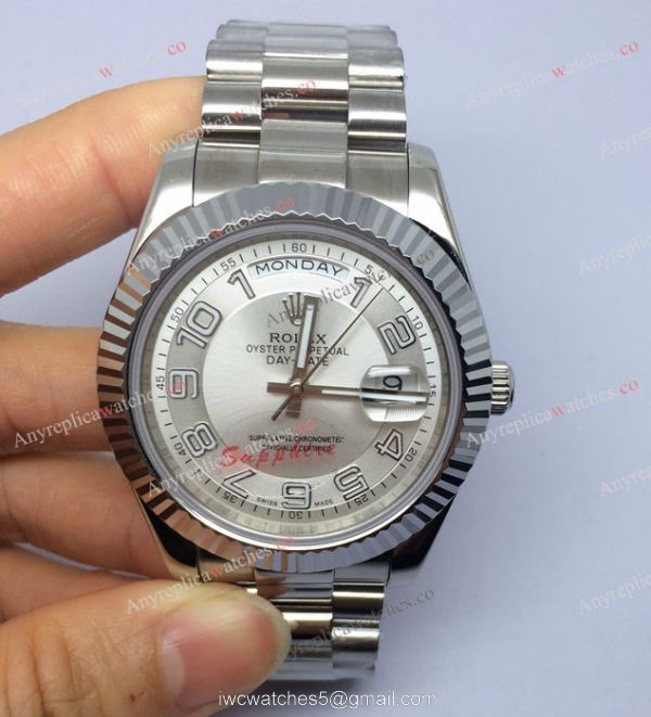 Replica Rolex Presidential Day-Date Polished Stainless Steel White Arabic Dial 41MM 2