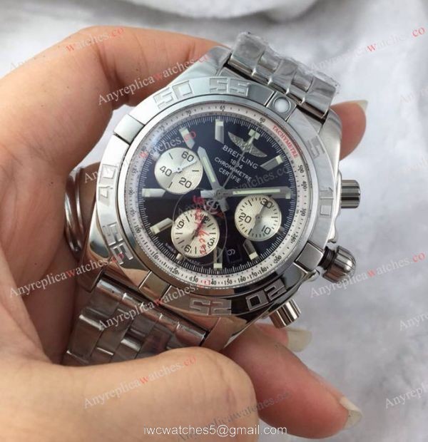 Swiss Replica Breitling Chronomat 44 Watch SS Black Chronograph 7750 Automatic 2